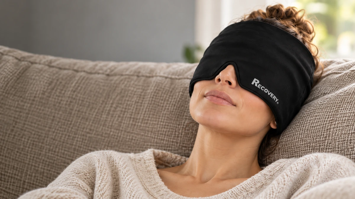 Persona descansando con gorro de gel negro Recovery