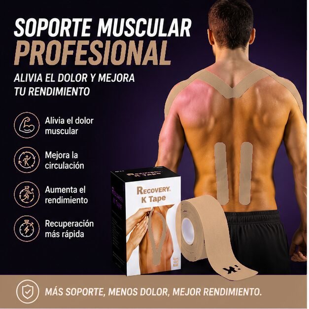 Duo Pack K Tape Recovery Beige 5 cm x 5 m - 40 Tiras Precortadas