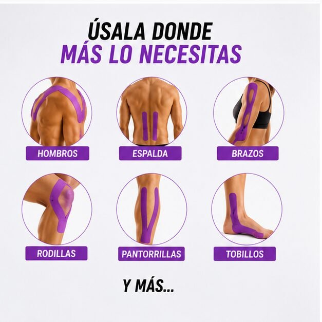 K Tape Recovery Morado 5 cm x 5 m - 20 Tiras Precortadas