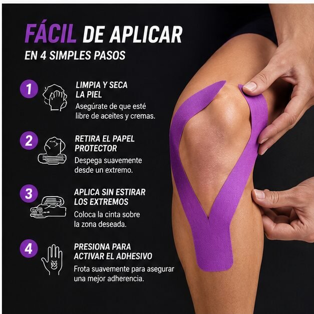 K Tape Recovery Morado 5 cm x 5 m - 20 Tiras Precortadas