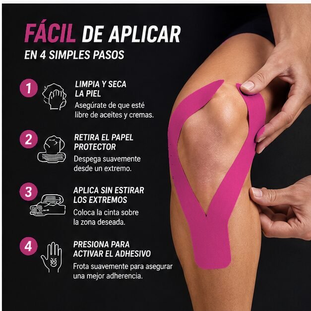 K Tape Recovery Rosado 5 cm x 5 m - 20 Tiras Precortadas
