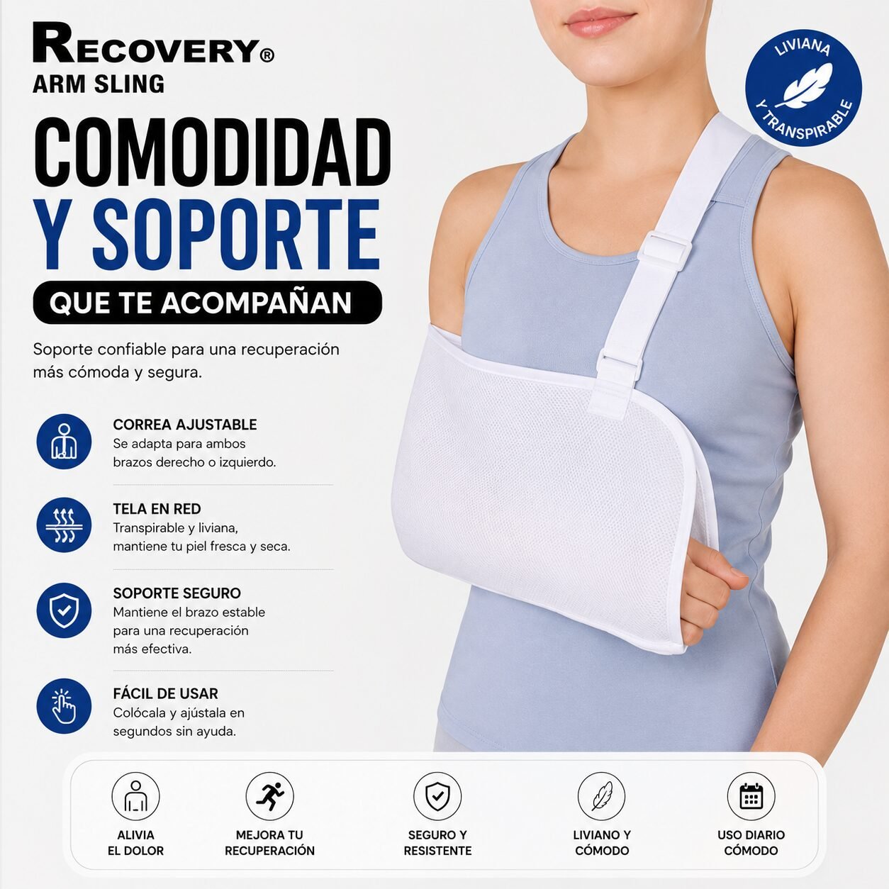 Cabestrillo Recovery de Malla Ajustable para Brazo
