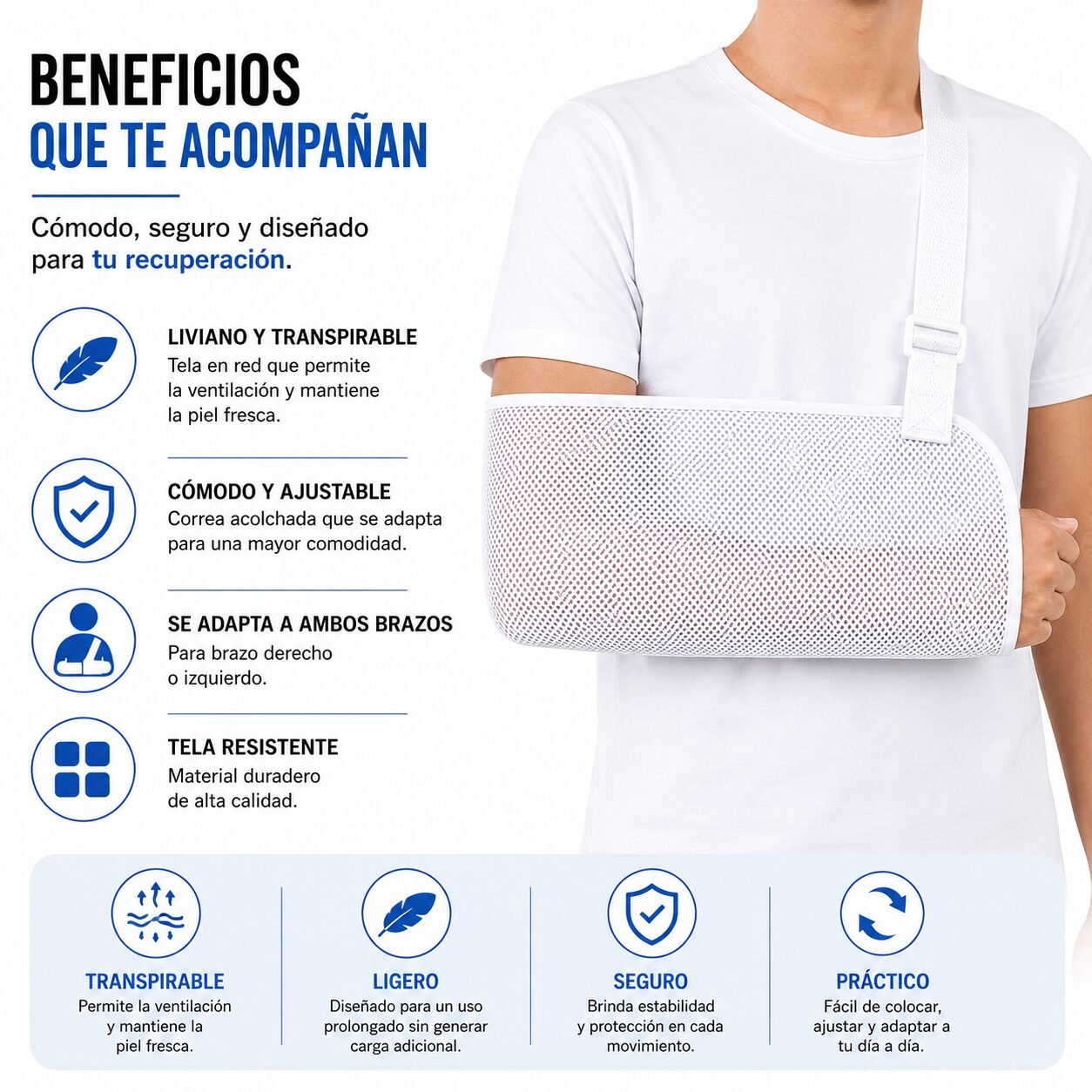 Cabestrillo Recovery de Malla Ajustable para Brazo
