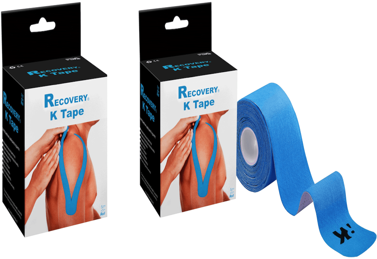 Duo Pack K Tape Recovery Azul 5 cm x 5 m - 40 Tiras Precortadas - Recovery Chile