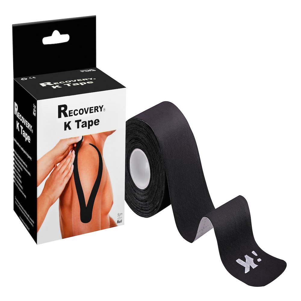 Recovery K Tape 20 Tiras Precortadas Negro 5cm X 5mt