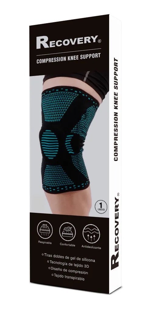 Pack 2 Rodilleras Recovery con Soporte Lateral - Celeste - Recovery Chile