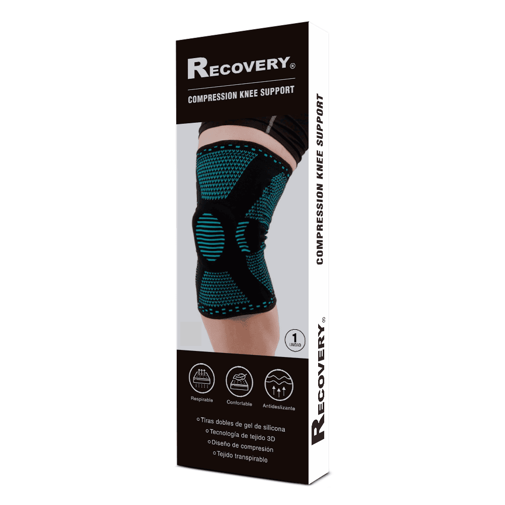 Rodillera Recovery con Soporte Lateral Ajustable - Celeste