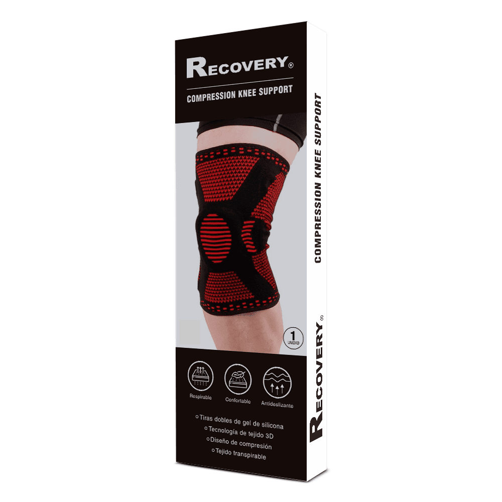 Pack 2 Rodilleras Recovery con Soporte Lateral - Rojo