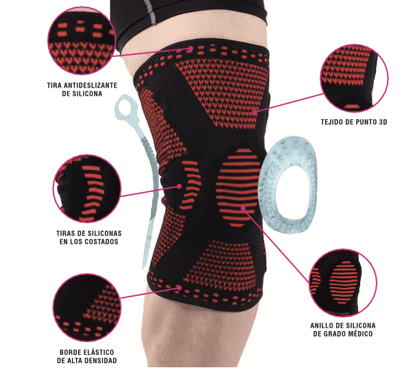 Pack 2 Rodilleras Recovery con Soporte Lateral - Rojo - Recovery Chile