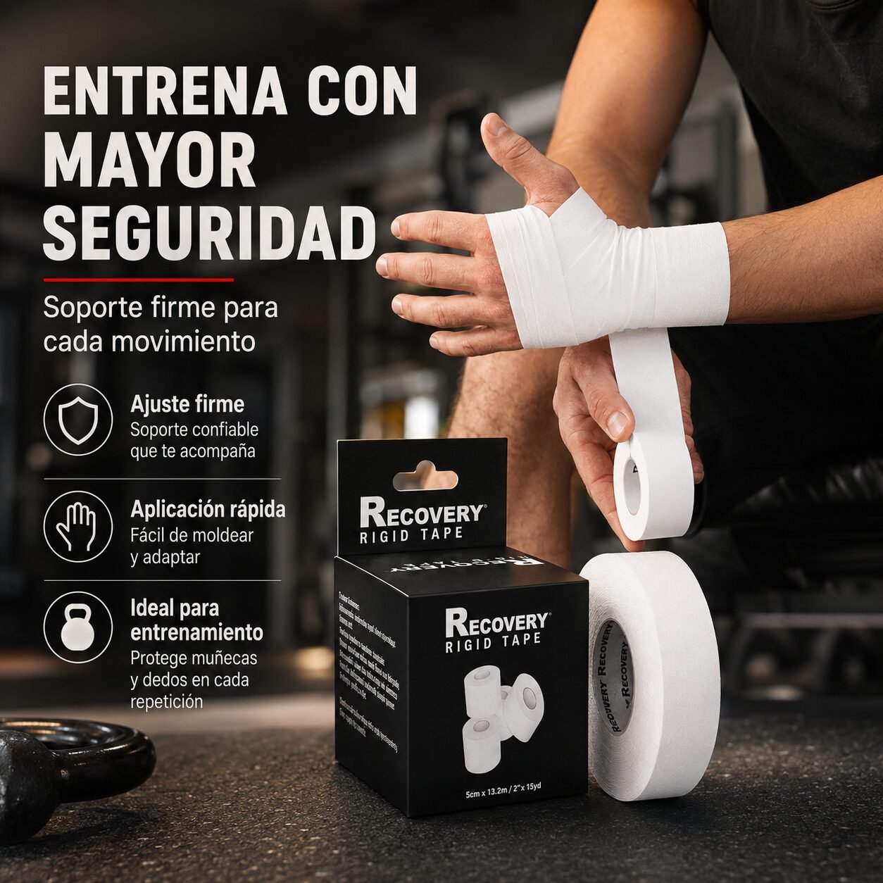 Tape Rígida Recovery 3,8 cm x 9,1 m - Soporte Deportivo