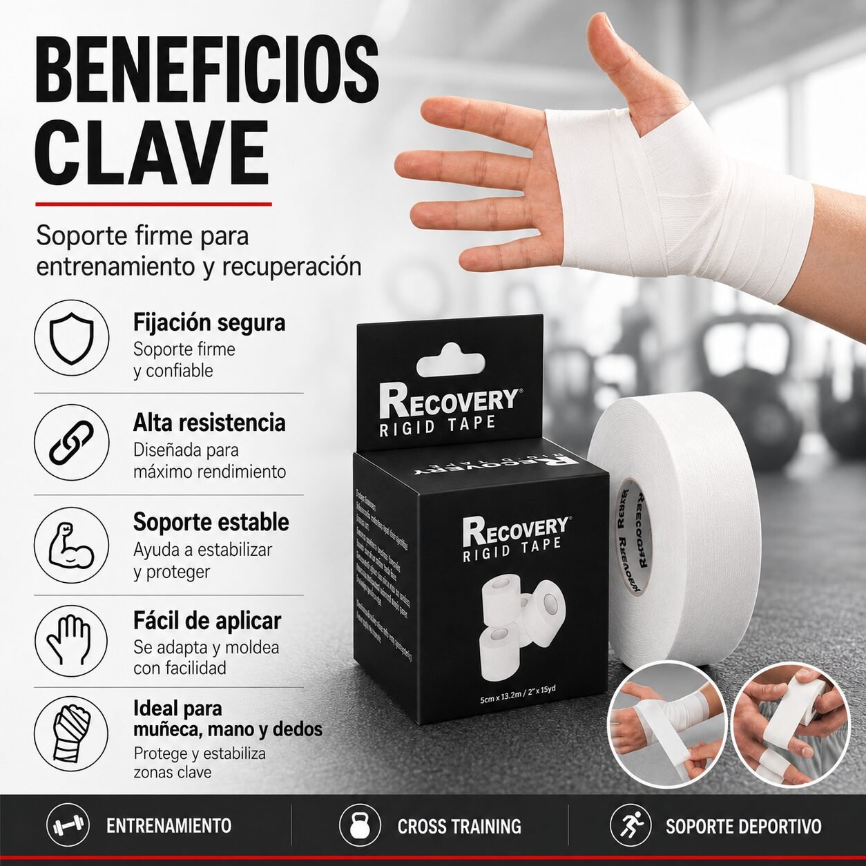 Tape Rígida Recovery 3,8 cm x 9,1 m - Soporte Deportivo