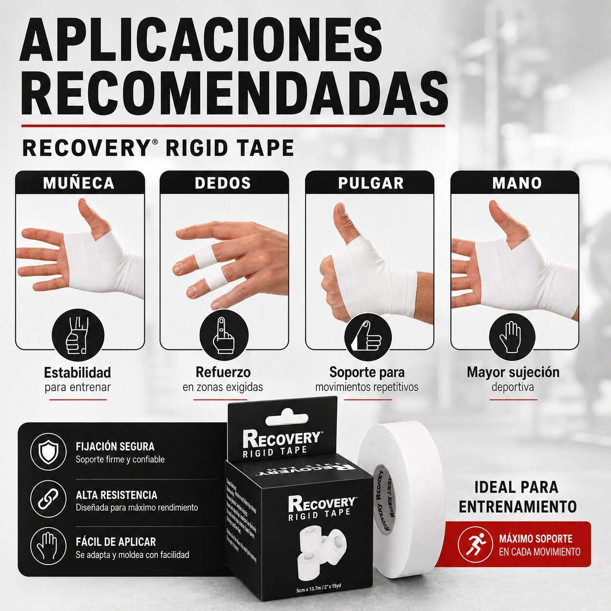 Tape Rígida Recovery 3,8 cm x 9,1 m - Soporte Deportivo
