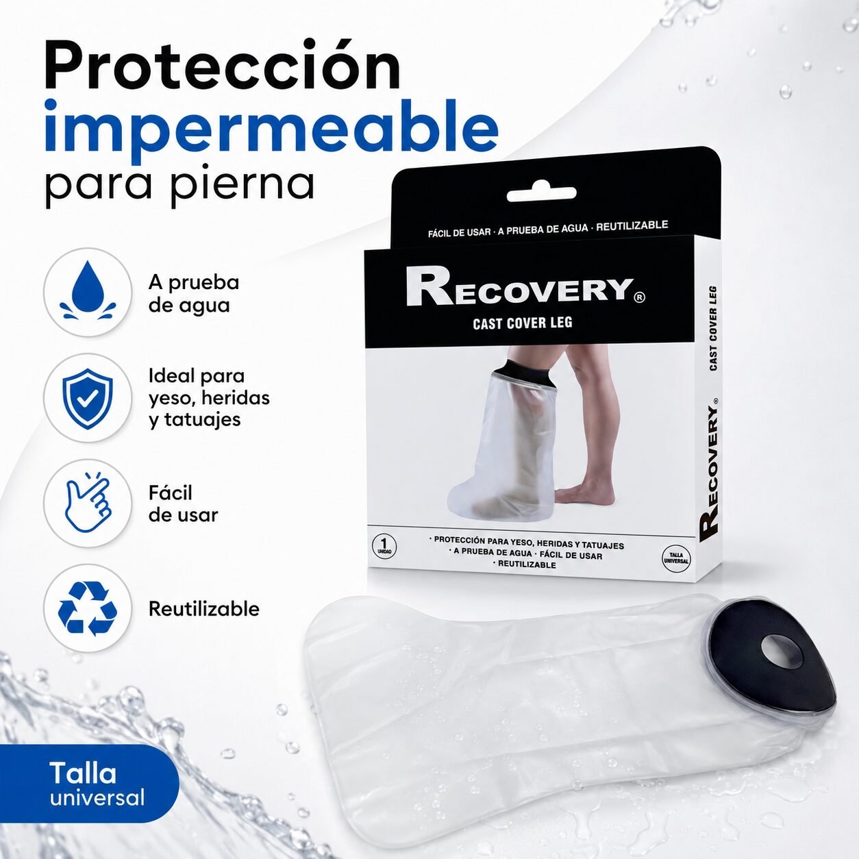 Protector Impermeable Recovery para Pierna con Yeso y Vendaje