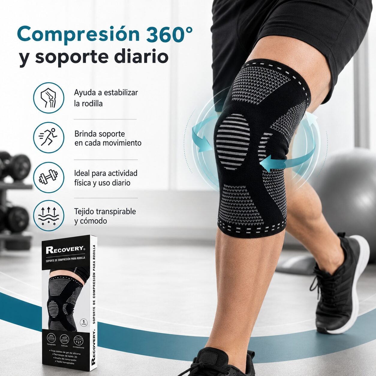 Pack 2 Rodilleras Recovery con Soporte Lateral - Gris