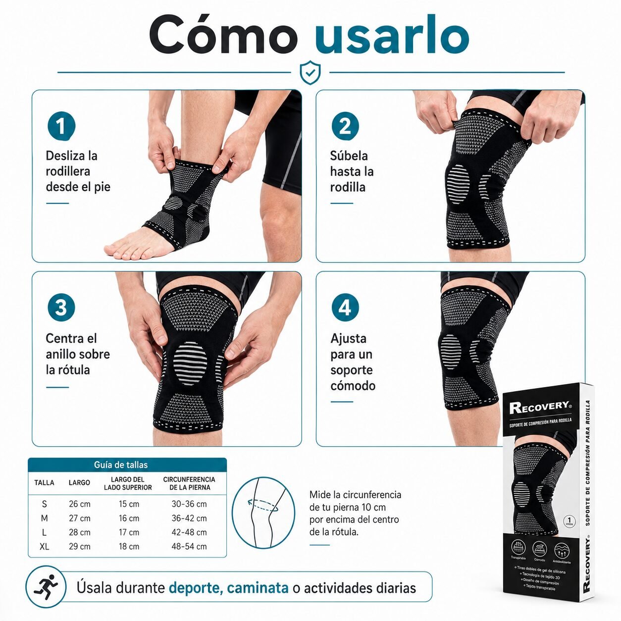 Pack 2 Rodilleras Recovery con Soporte Lateral - Gris