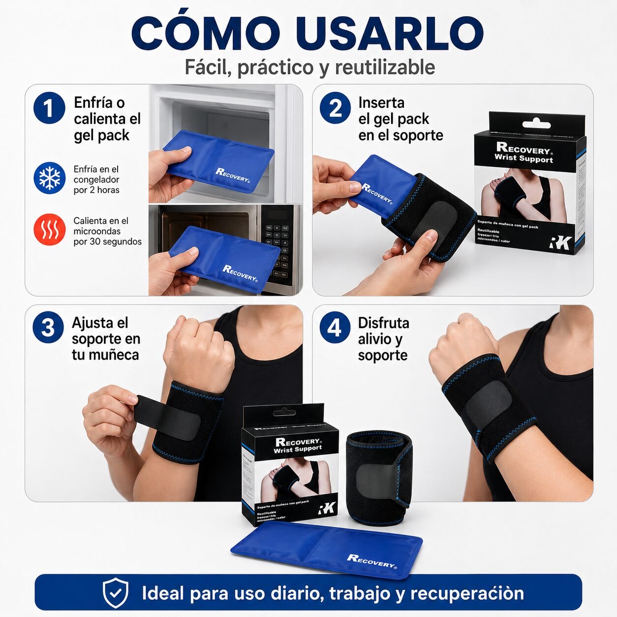 Soporte de Muñeca Recovery con Gel Pack Frío/Calor