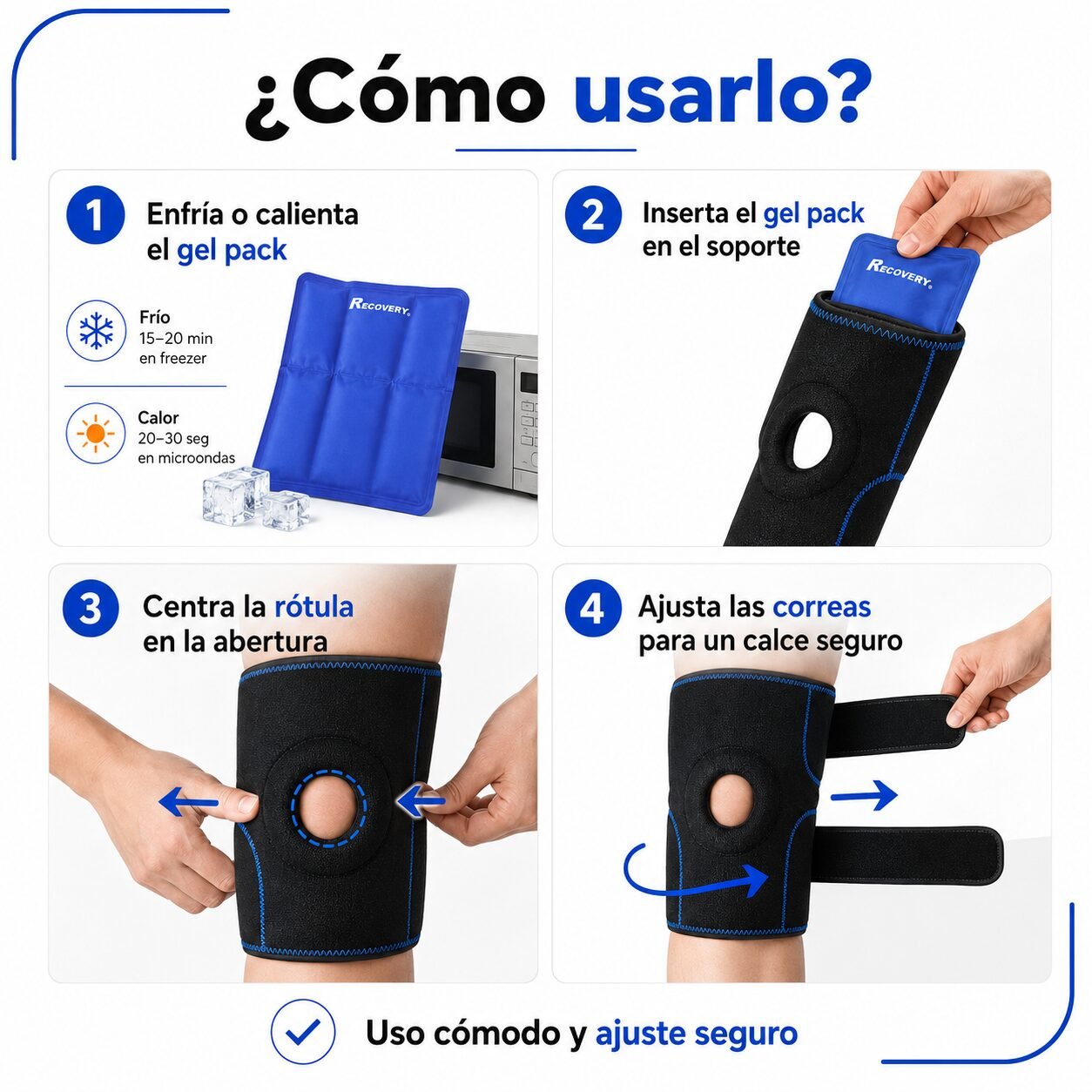 Soporte de Rodilla Recovery con Gel Pack Frío/Calor