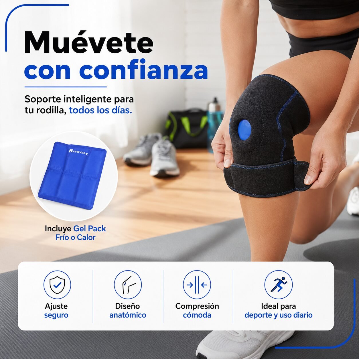 Soporte de Rodilla Recovery con Gel Pack Frío/Calor