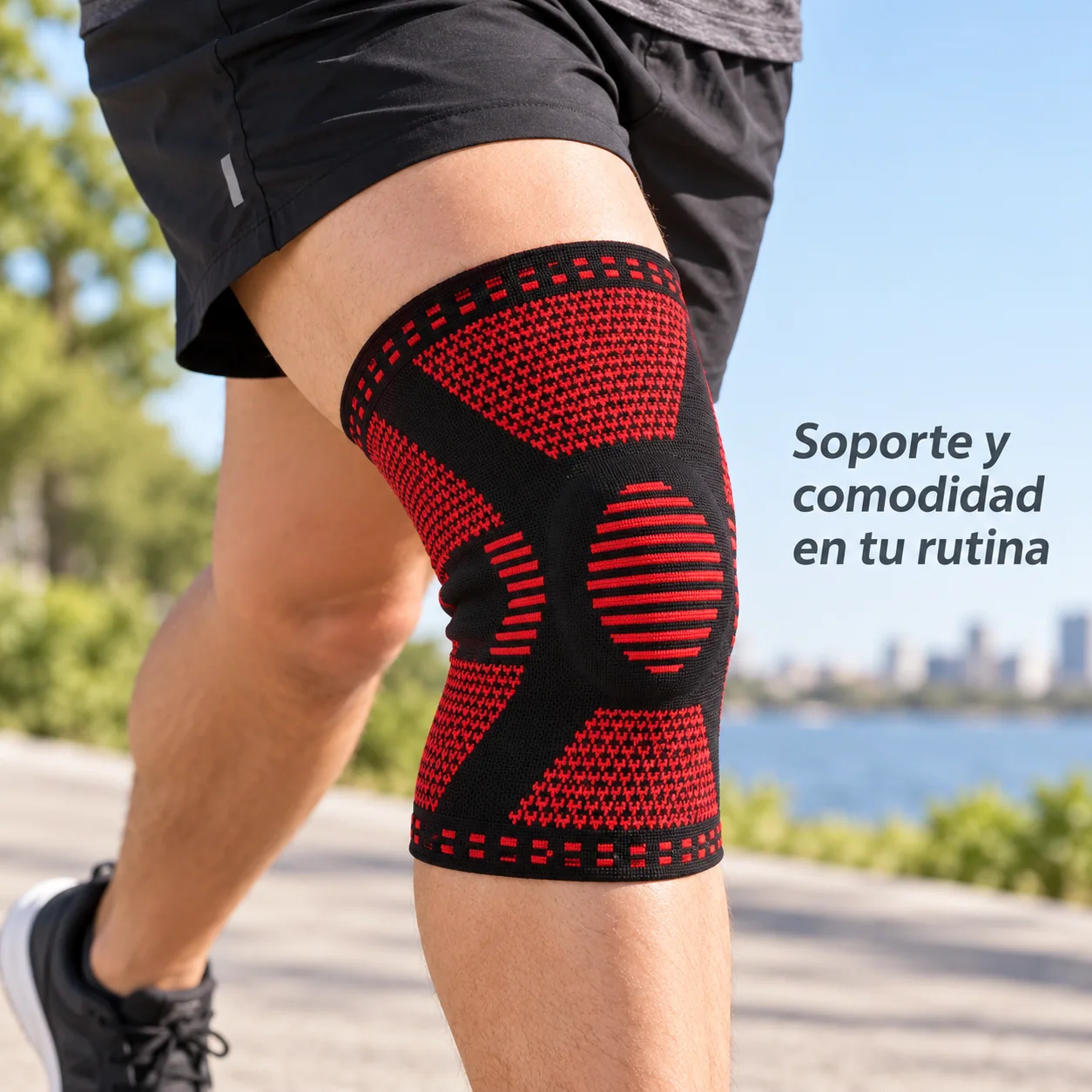 Pack 2 Rodilleras Recovery con Soporte Lateral – Rojo — ejemplo de uso