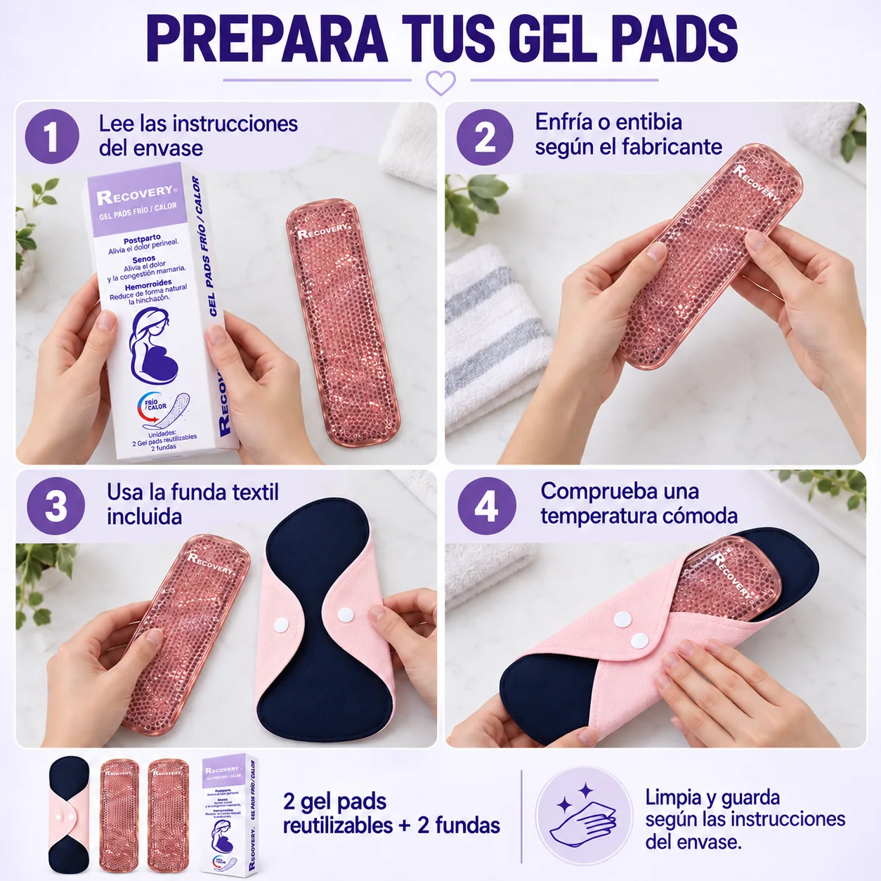 Compresa Postparto Recovery Frío/Calor – 2 Unidades — guía de preparación
