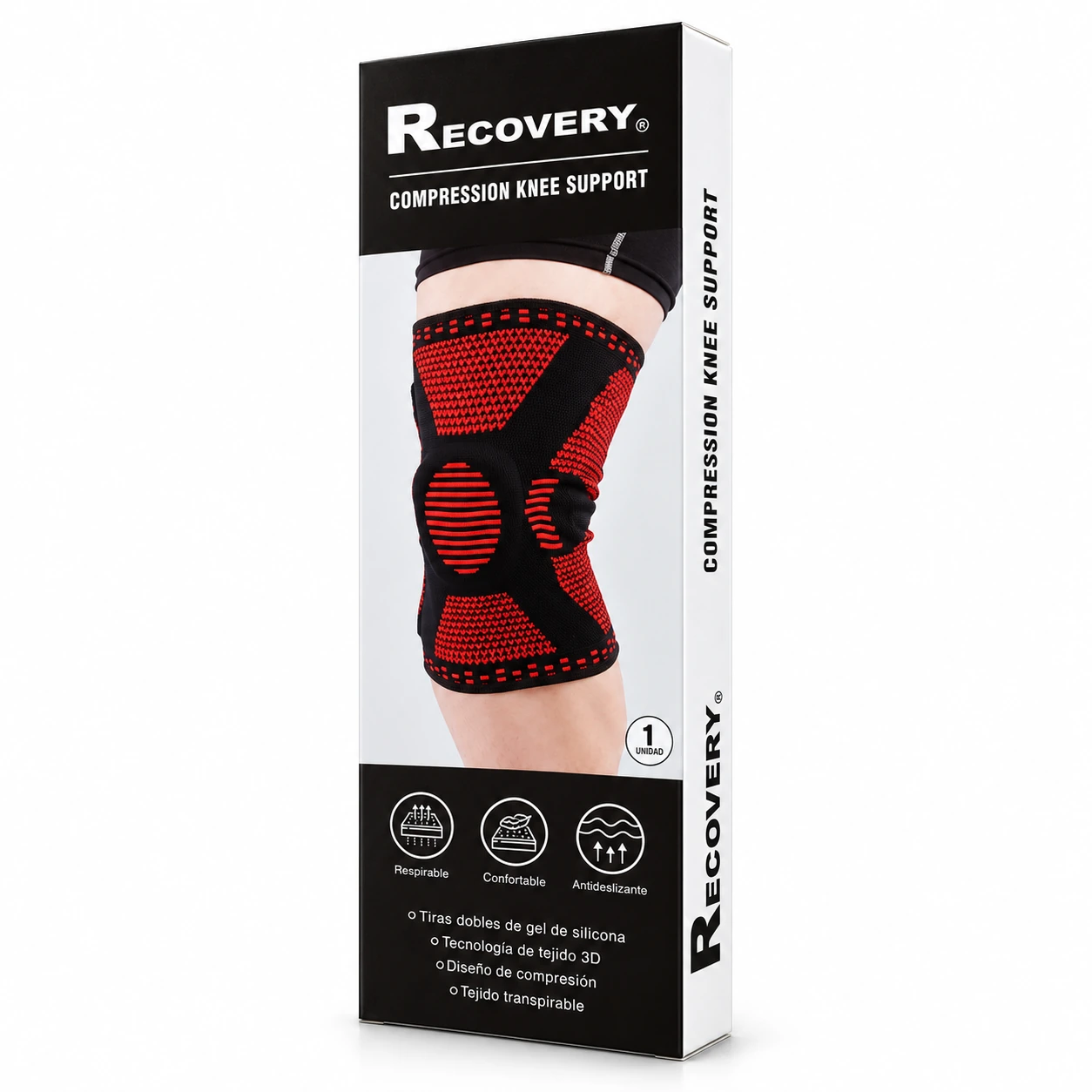 Rodillera Recovery · roja, empaque original Recovery