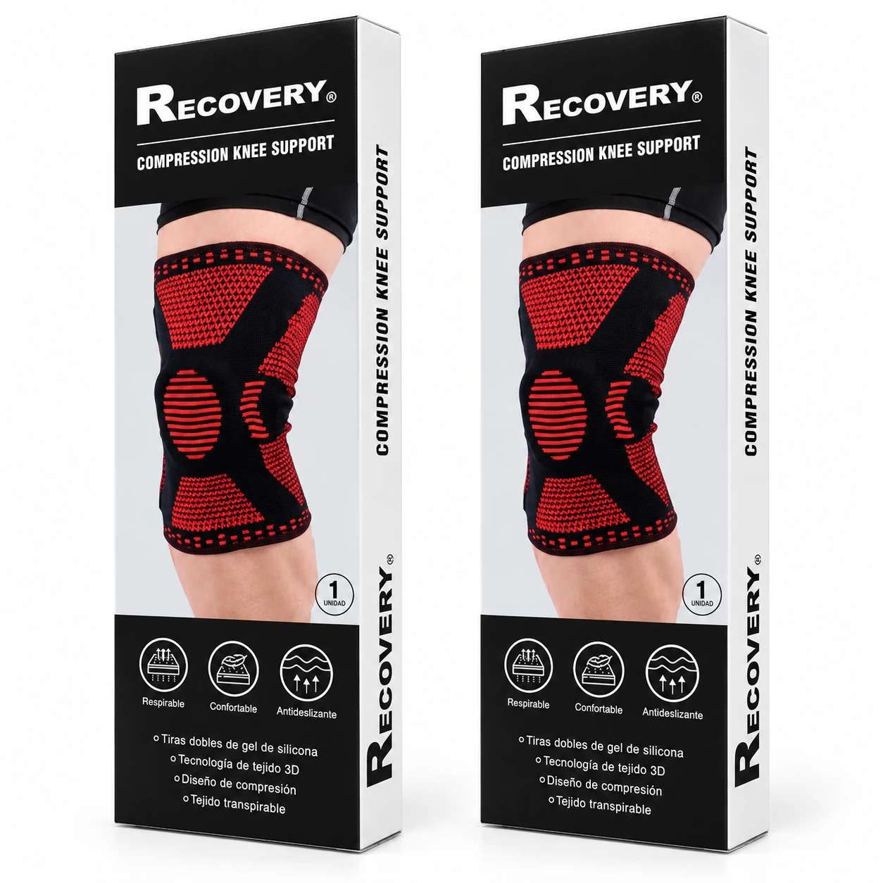 Pack 2 rodilleras Recovery · rojas - Recovery Chile