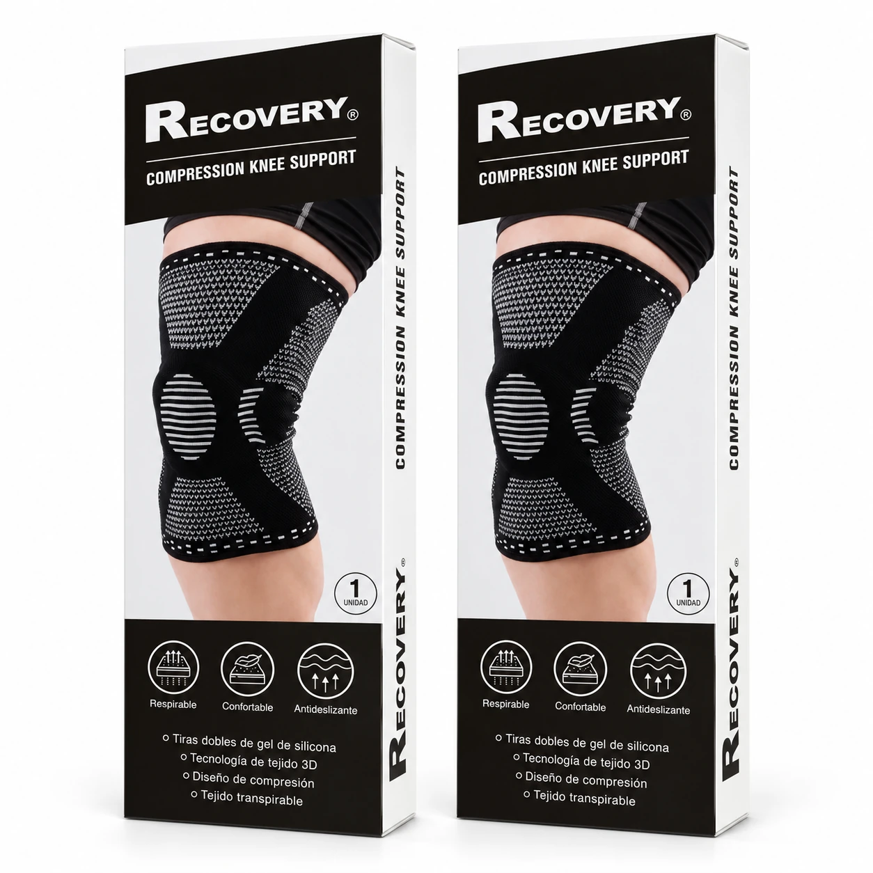 Pack 2 rodilleras Recovery · grises - Recovery Chile